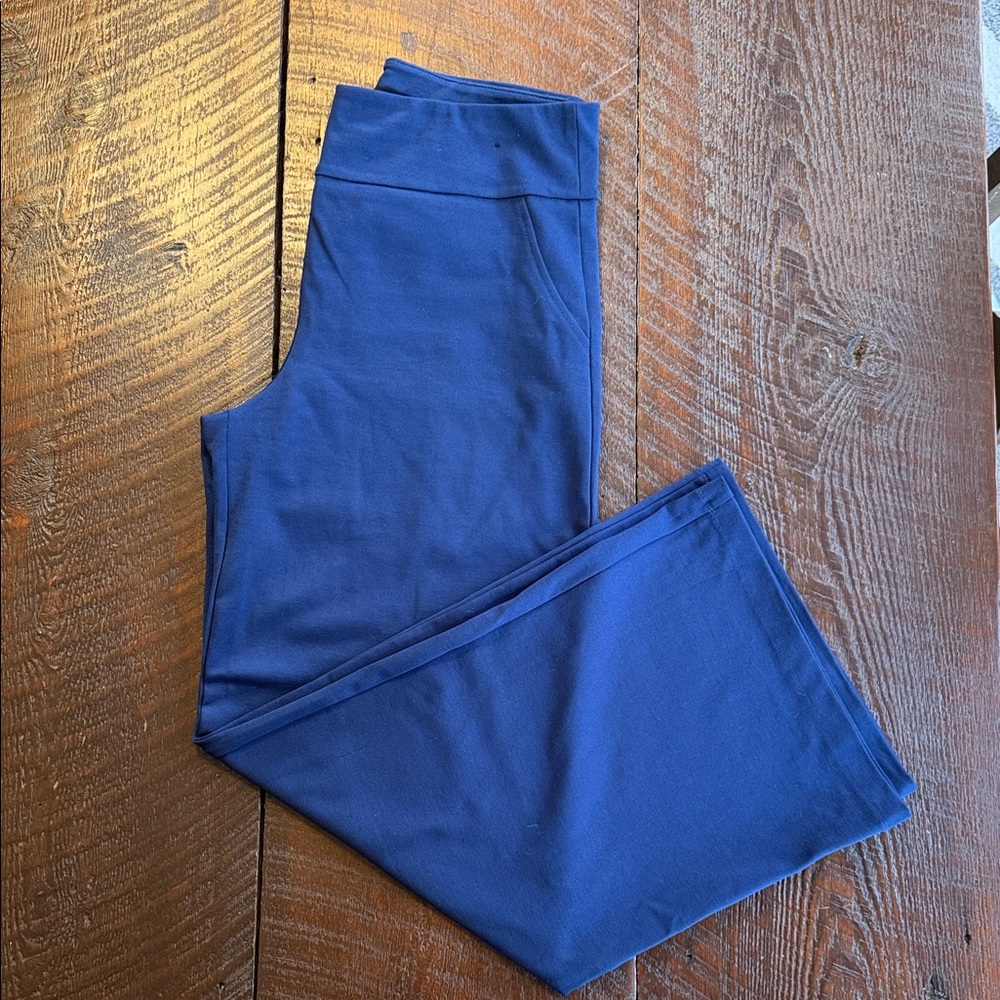 Dear Scarlett Navy Wide Leg Pull On Pants L Stretch Career Work Travel